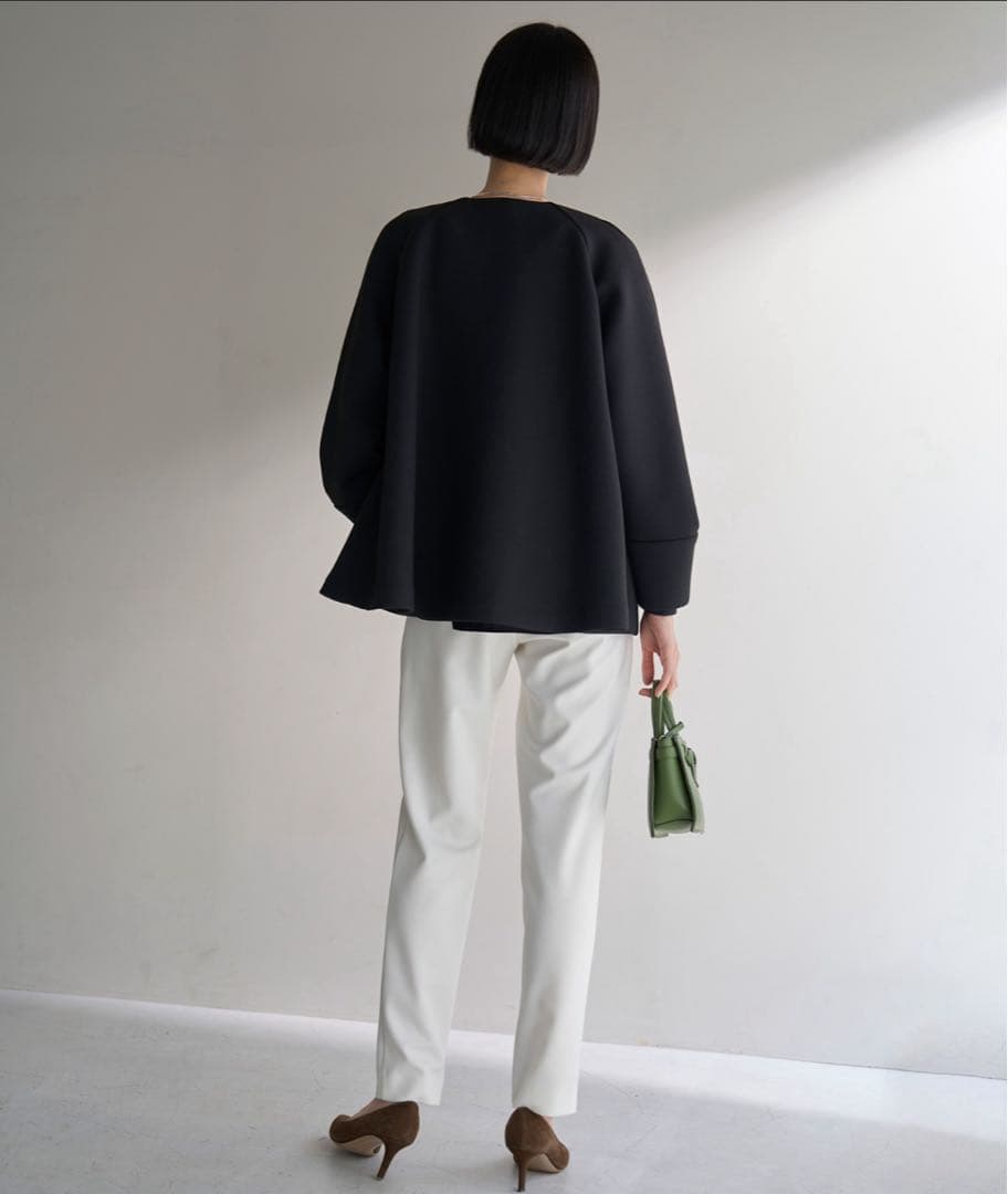 【新品】ダブルフェイス ショートコートS （洗える）ブラック系　ジャケット