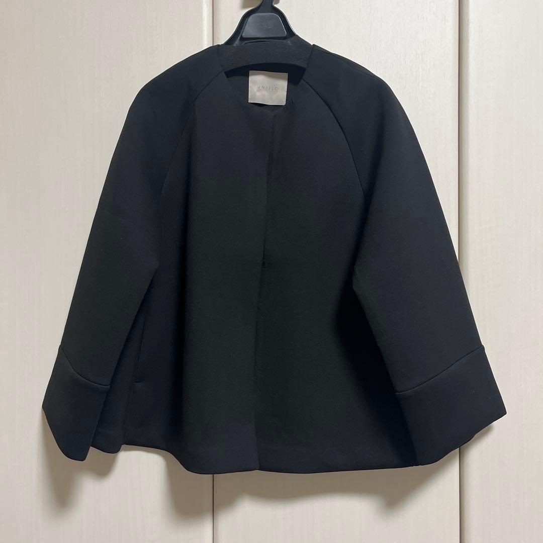 【新品】ダブルフェイス ショートコートS （洗える）ブラック系　ジャケット