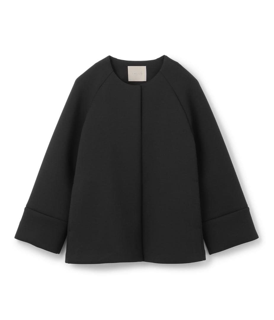 【新品】ダブルフェイス ショートコートS （洗える）ブラック系　ジャケット