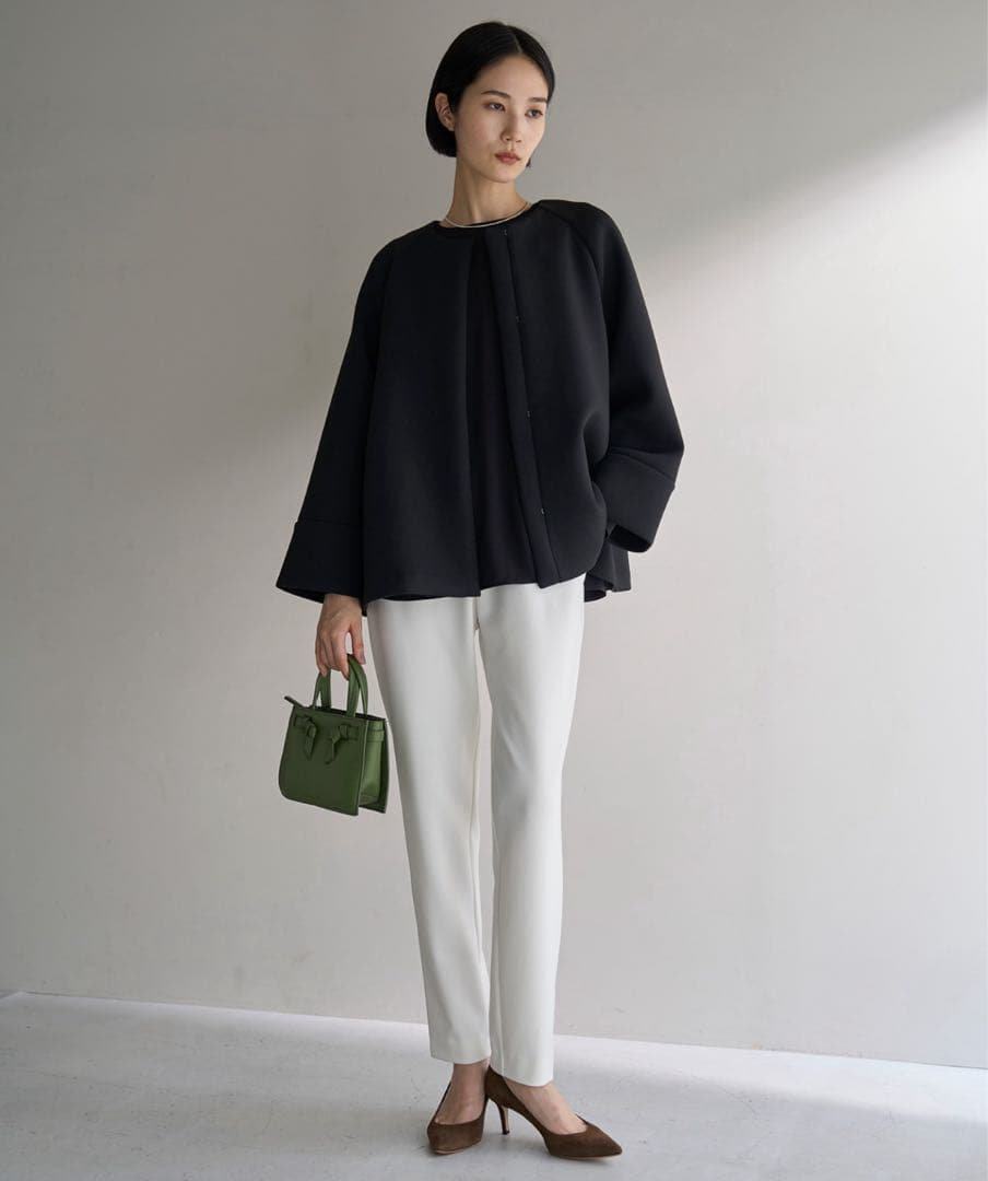 【新品】ダブルフェイス ショートコートS （洗える）ブラック系　ジャケット