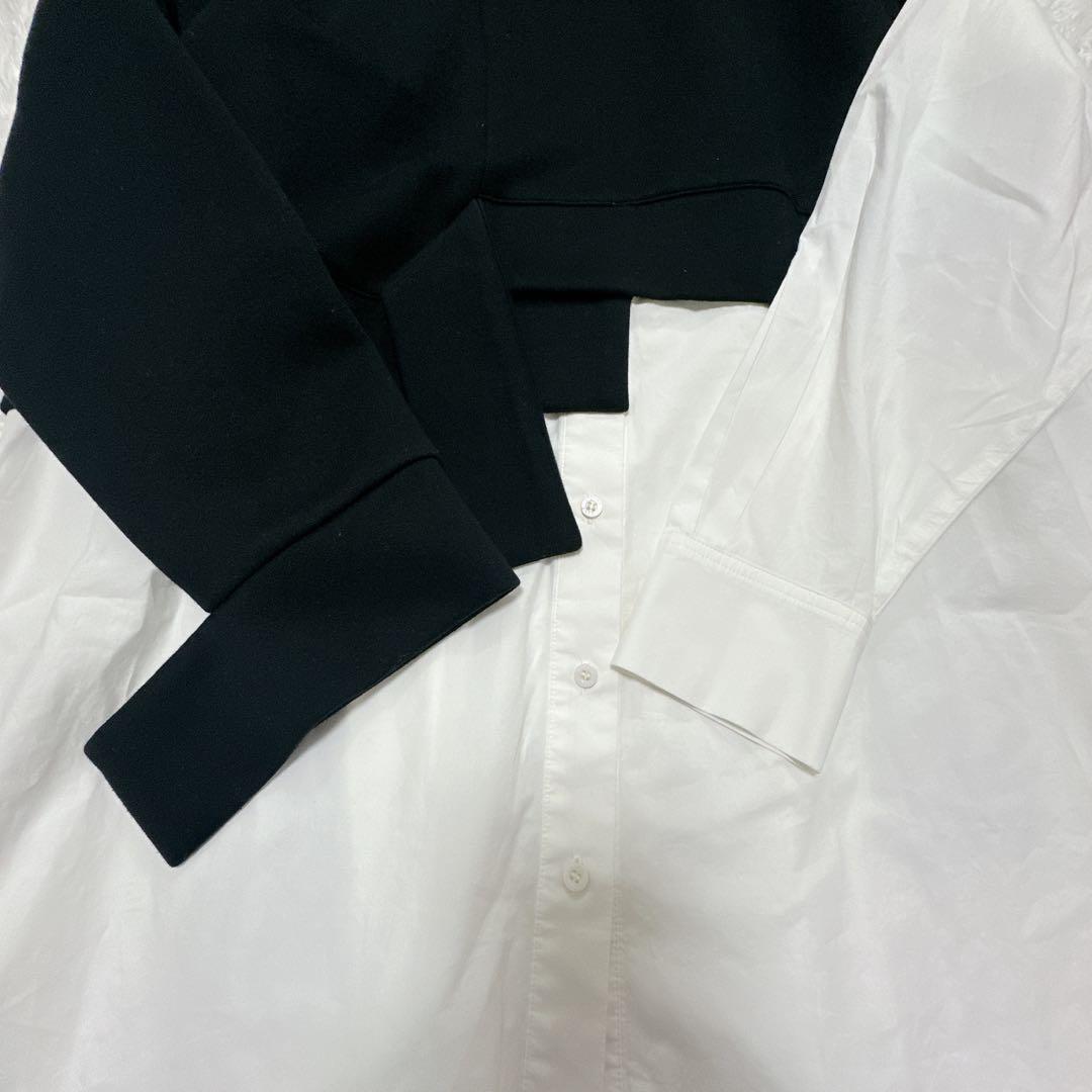 【美品】エンフォルド ダンボールスウェット レイヤープルオーバー 黒 白 38