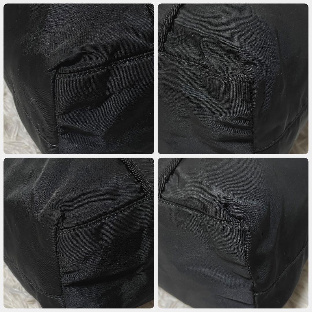 【良品】PRADA プラダ　トートバッグ　ナイロン　ブラック　黒　刺繍　肩掛け