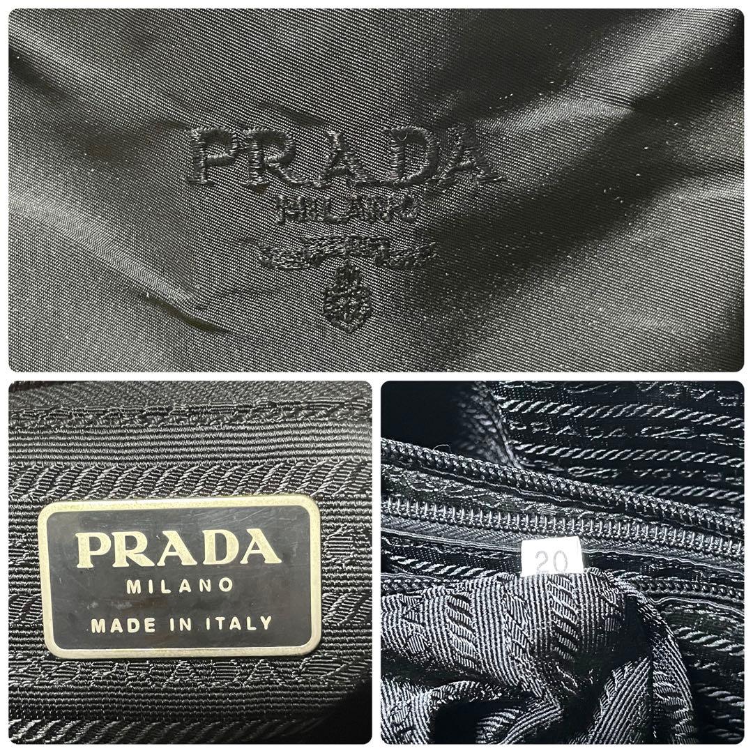 【良品】PRADA プラダ　トートバッグ　ナイロン　ブラック　黒　刺繍　肩掛け