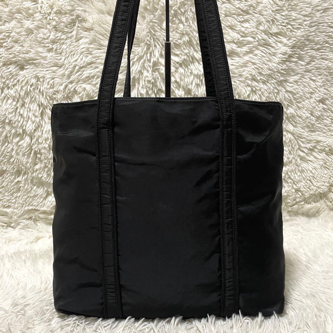 【良品】PRADA プラダ　トートバッグ　ナイロン　ブラック　黒　刺繍　肩掛け