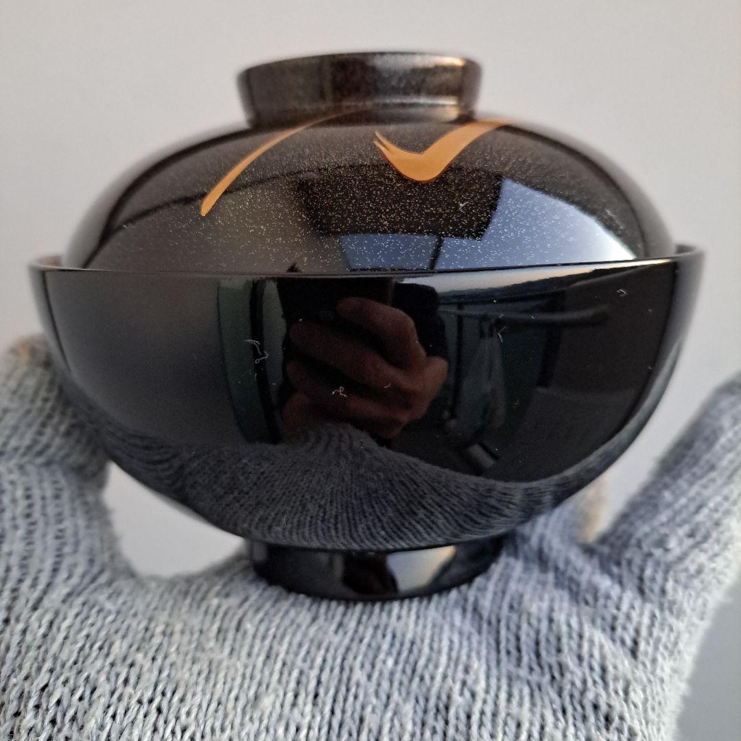 【輪島塗　吸物椀×5客】布着本堅地　雪月花\"蒔絵　朝信作　未使用/長期保管品