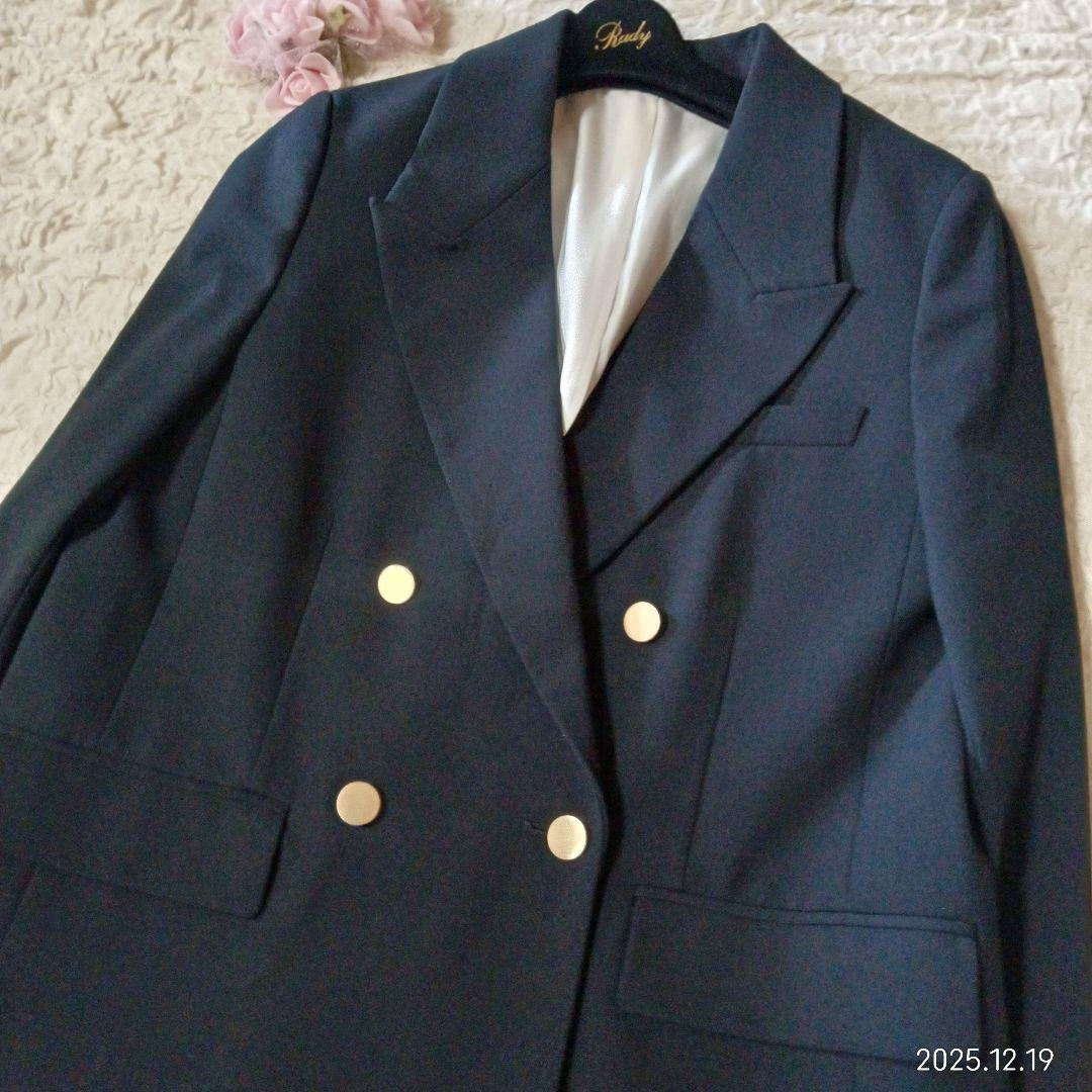 試着のみ　ミラオーウェン　ダブルブレス　金釦　オーバー　紺ブレ