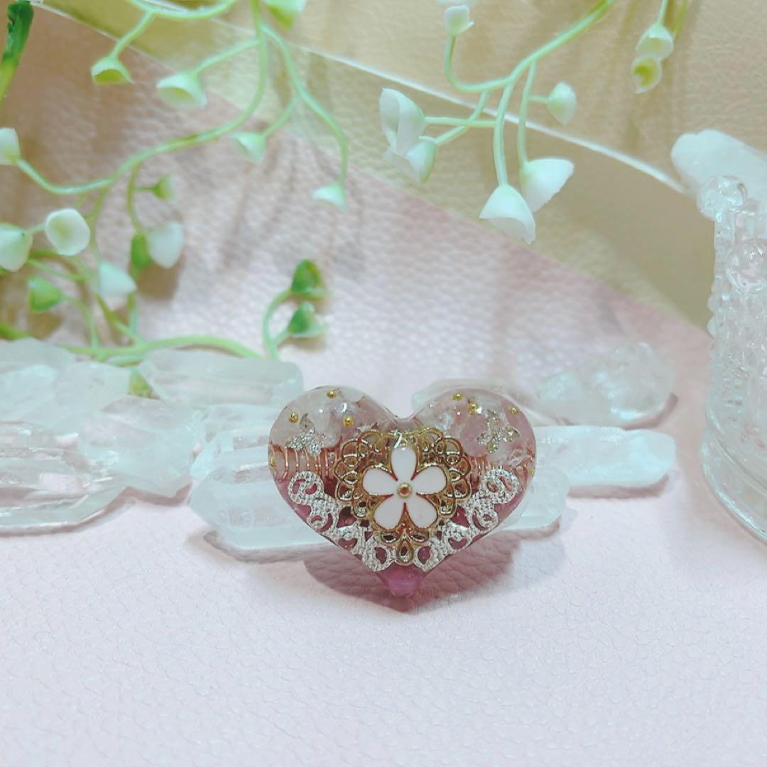 癒しのオルゴナイト❤️ディープローズクォーツ＋ピンクトルマリンのハート型♡