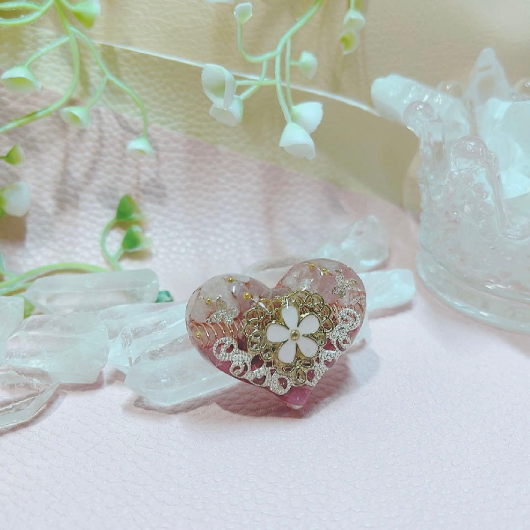 癒しのオルゴナイト❤️ディープローズクォーツ＋ピンクトルマリンのハート型♡