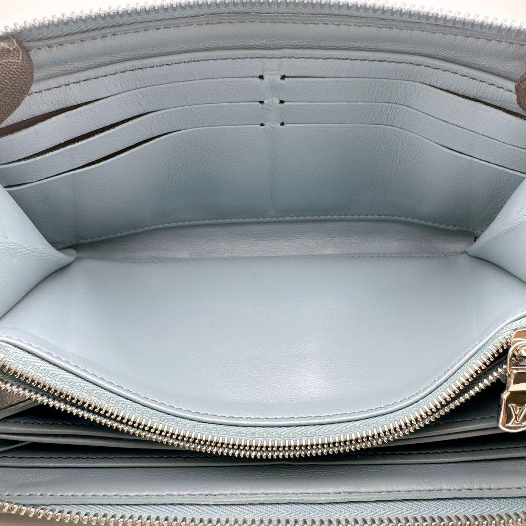 希少 ルイヴィトン ジッピー ウォレット モノグラム クッサン エンボス ブルー