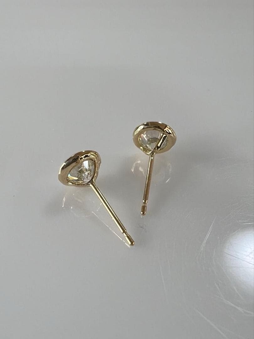 K18 天然ダイヤモンドフクリンピアス 計0.8ct 鑑別カード付き