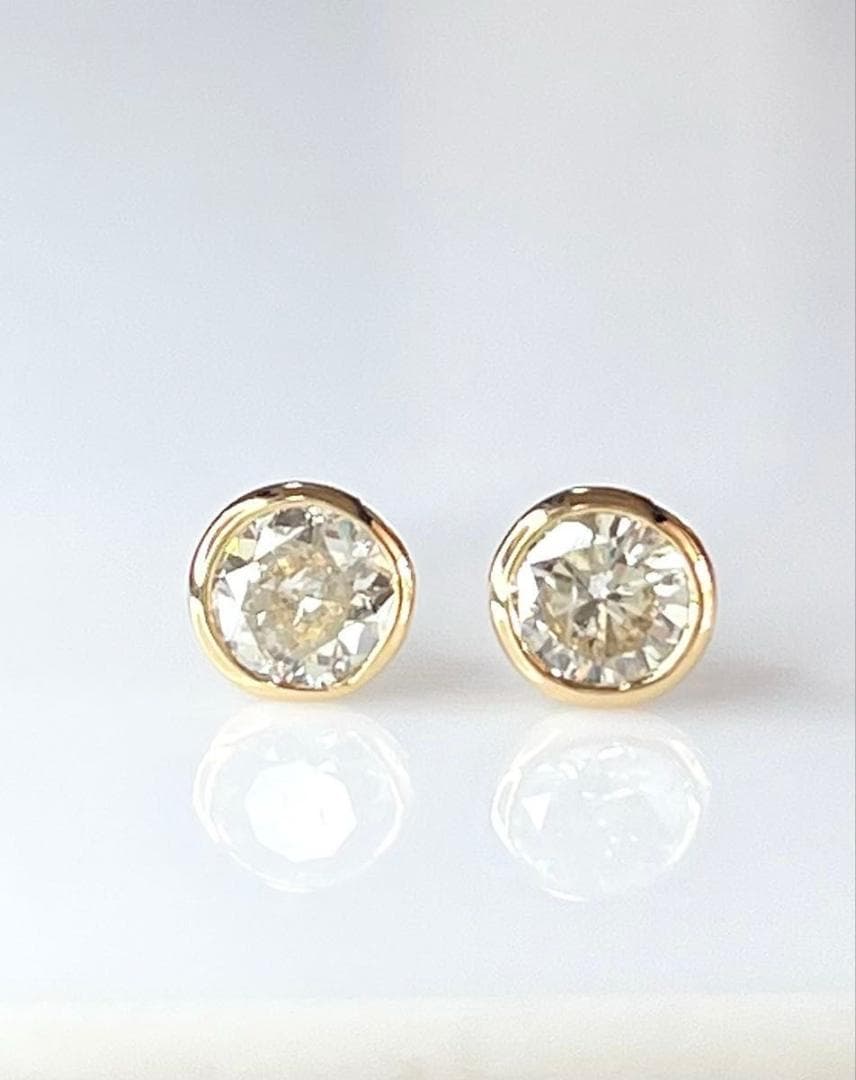 K18 天然ダイヤモンドフクリンピアス 計0.8ct 鑑別カード付き