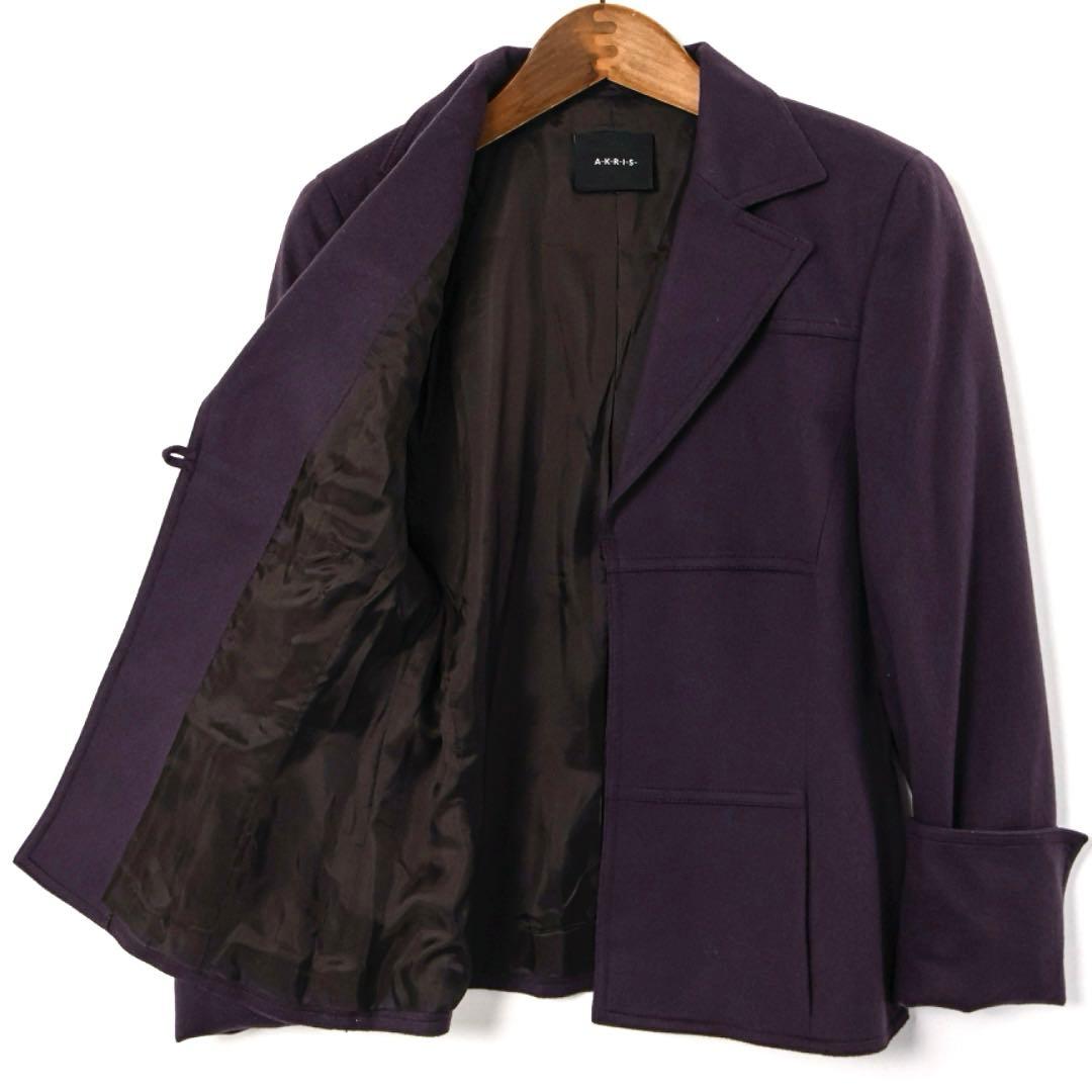 H4554◾️アクリス　カシミア100% テーラードジャケット コンシールド釦
