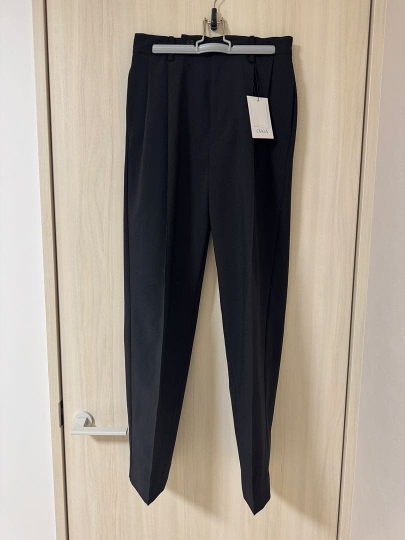 新品 未使用 OHGA オオガ テーパードタックパンツ M ブラック