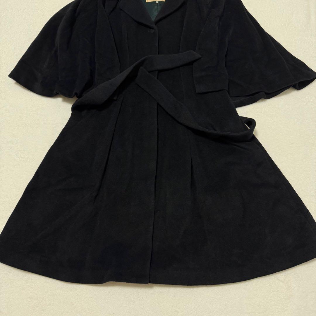 【Sybilla】シビラ　ポンチョ　ケープ　ロングコート　ブラック　アンゴラ混