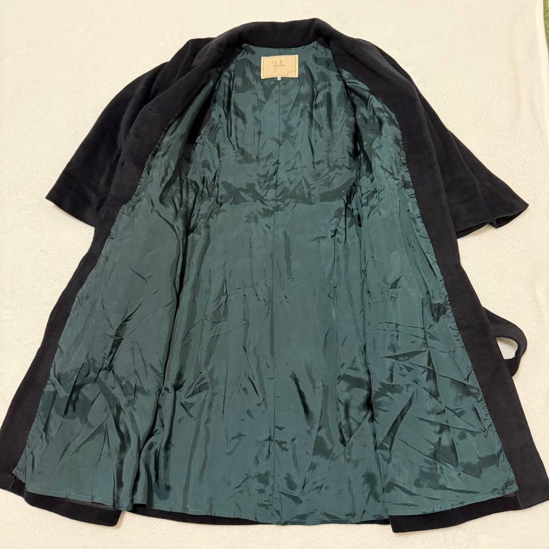 【Sybilla】シビラ　ポンチョ　ケープ　ロングコート　ブラック　アンゴラ混