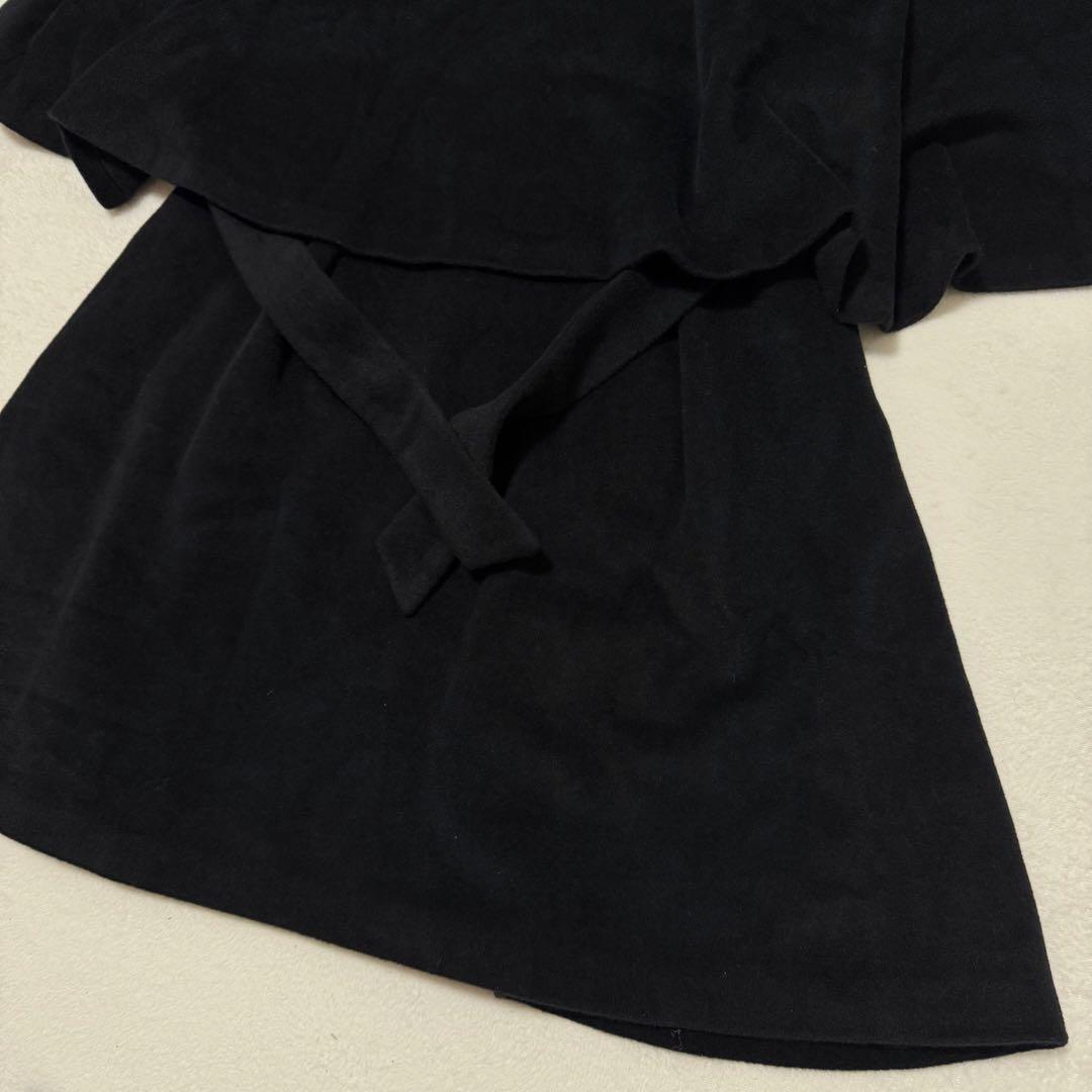 【Sybilla】シビラ　ポンチョ　ケープ　ロングコート　ブラック　アンゴラ混