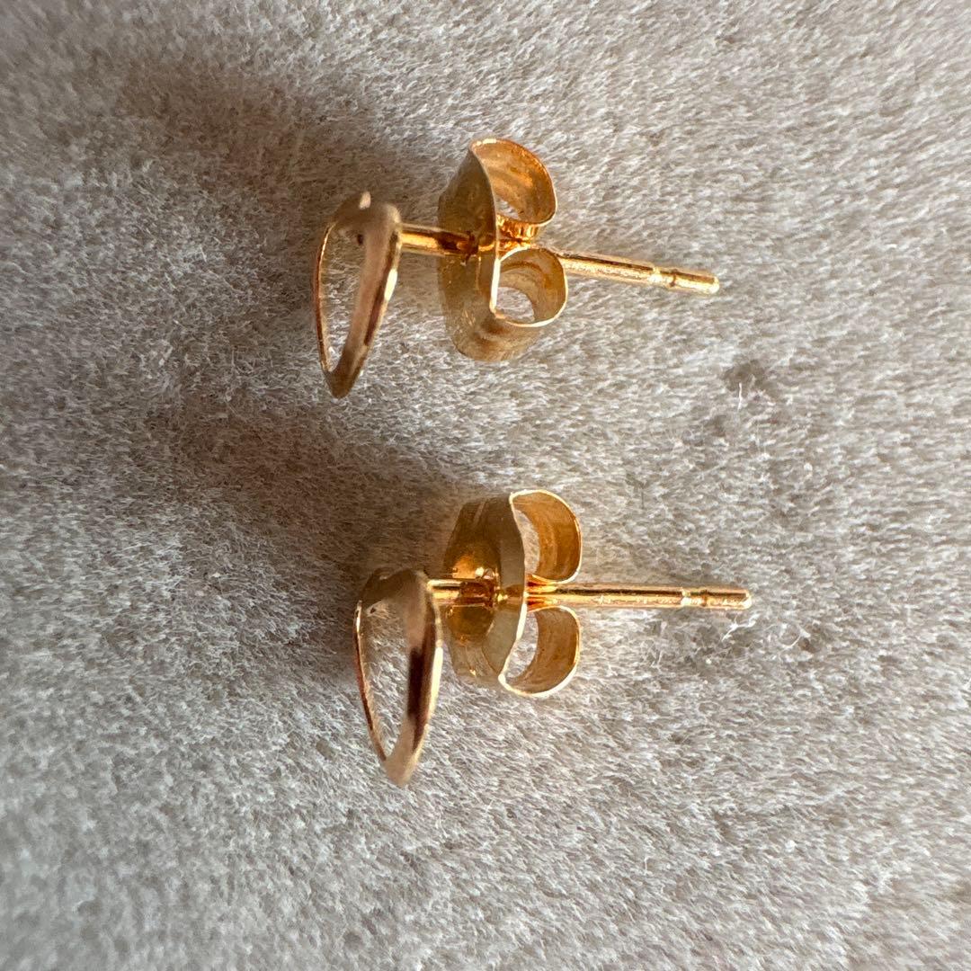 K18 ♡ ジュエリーマキ ハートピアス 刻印あり