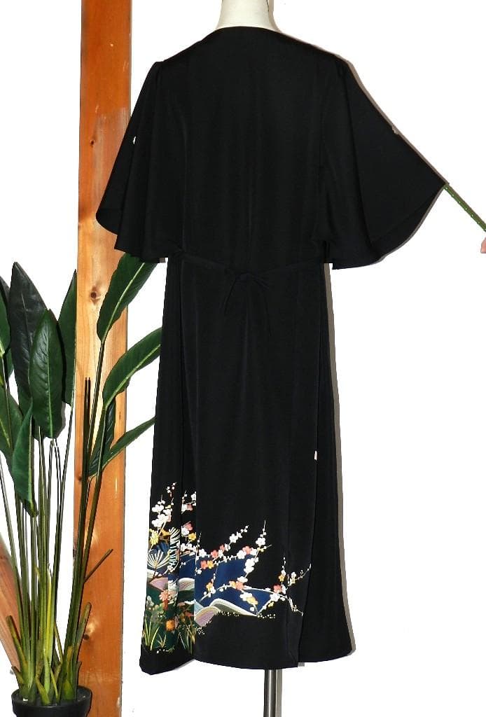 留袖　ワンピース　ドレス　フレアー袖　手書き友禅染　正絹　488　夢ちりめん