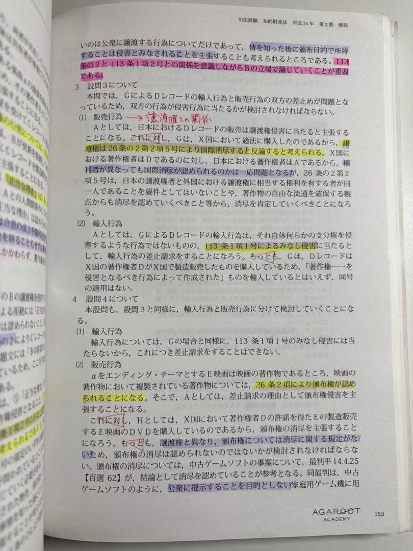 アガルート 知的財産法 総合講義 司法試験過去問解析講座 論証集