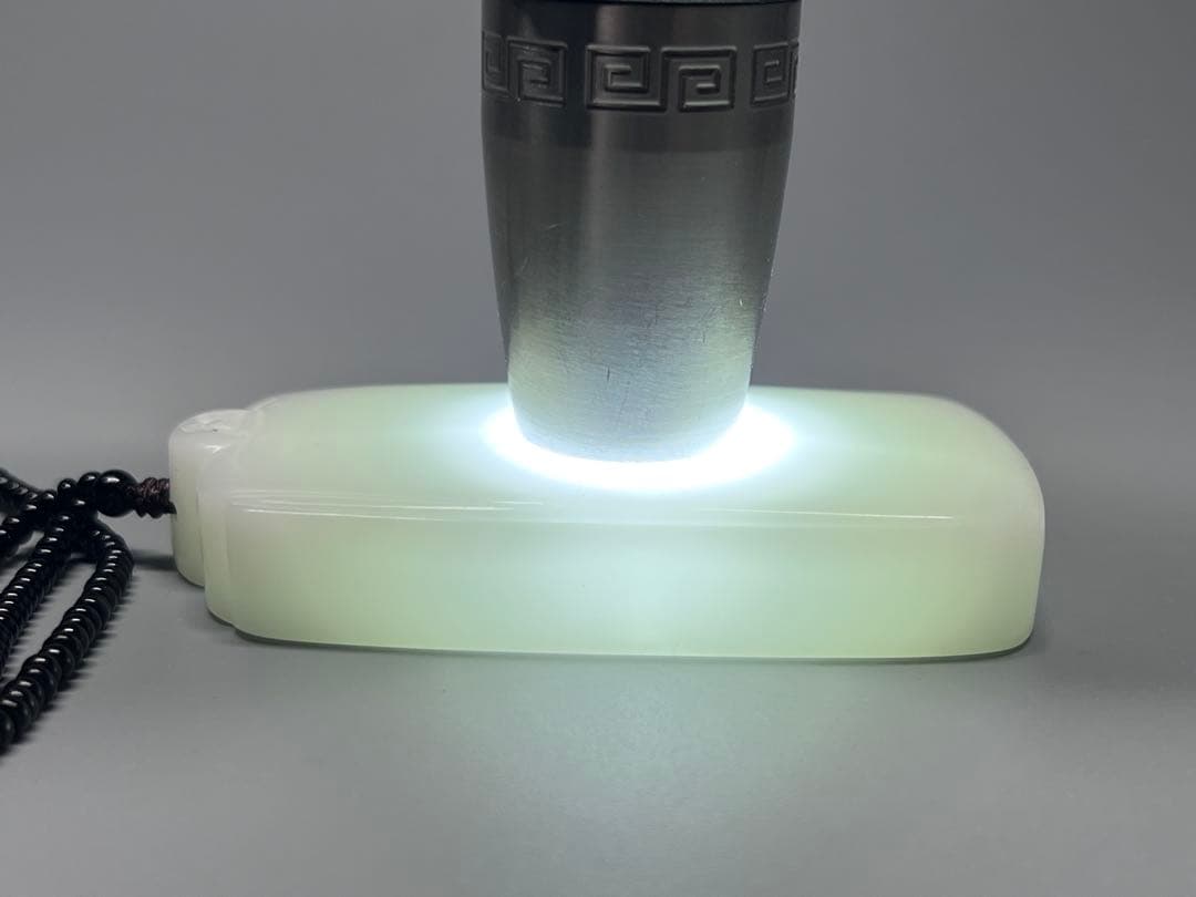 中国美術　本物和田白玉　ネックレス　無事プレート(無事牌)　お守り　天然石　素彫