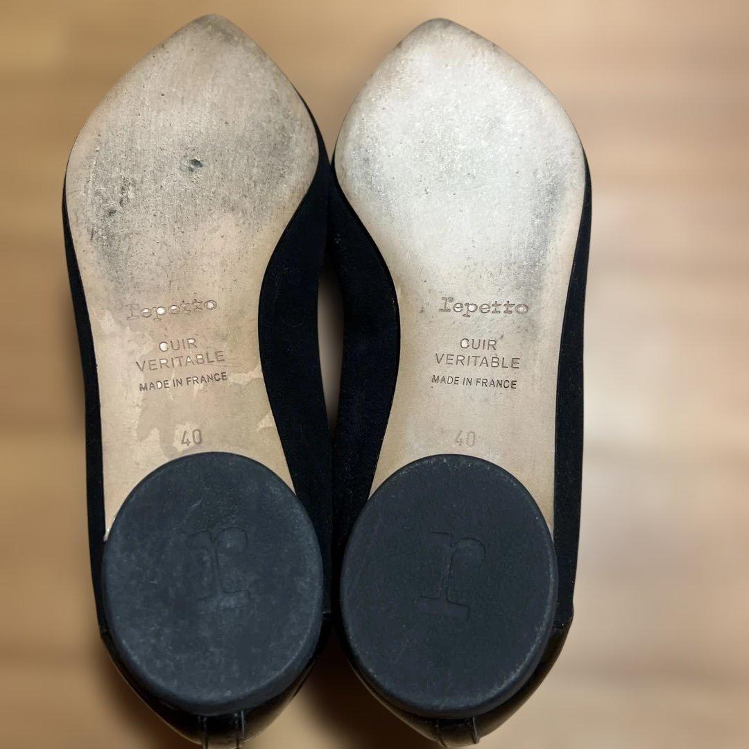 repetto ブラック アンクルストラップフラットシューズ