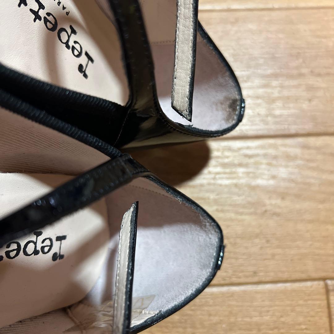 repetto ブラック アンクルストラップフラットシューズ