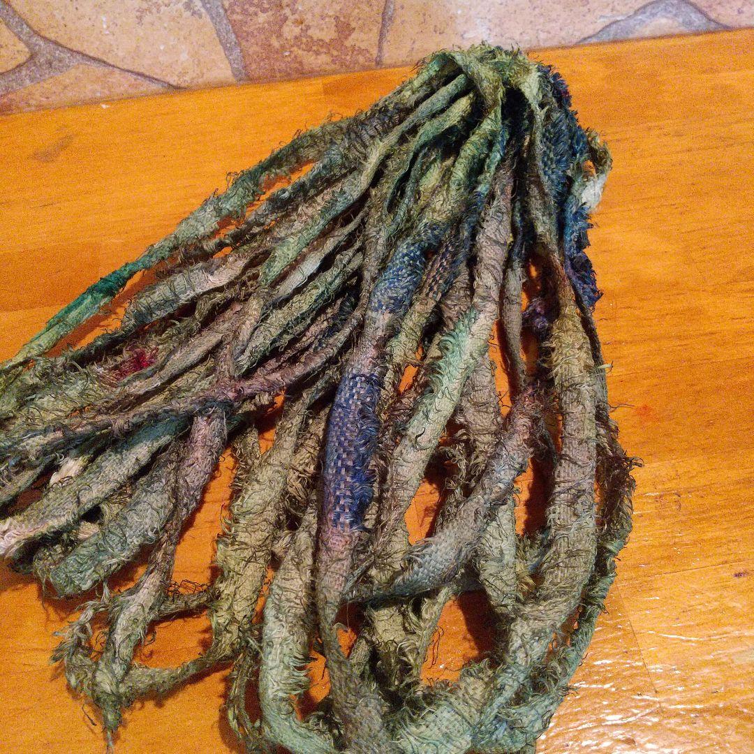 クユラ③ジャンクジャーナル素材。フリンジ生地耳手染め糸