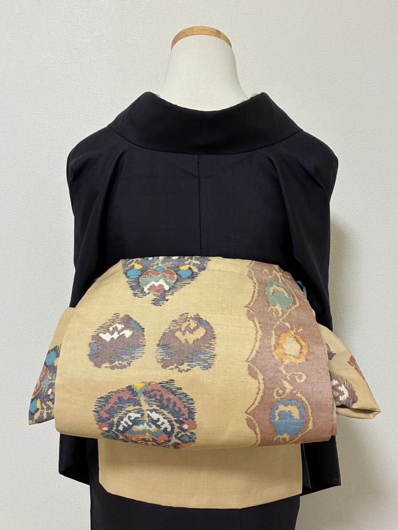 袋帯　洒落袋　カラフルな幾何学　正絹