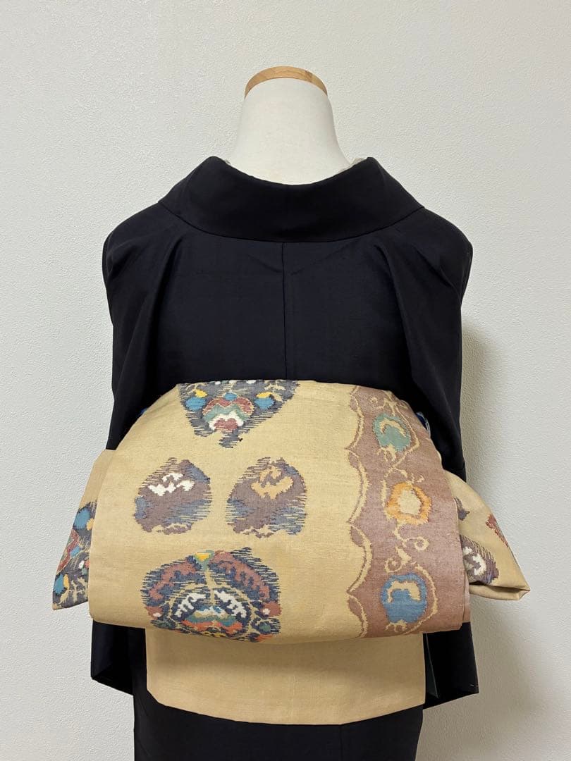 袋帯　洒落袋　カラフルな幾何学　正絹