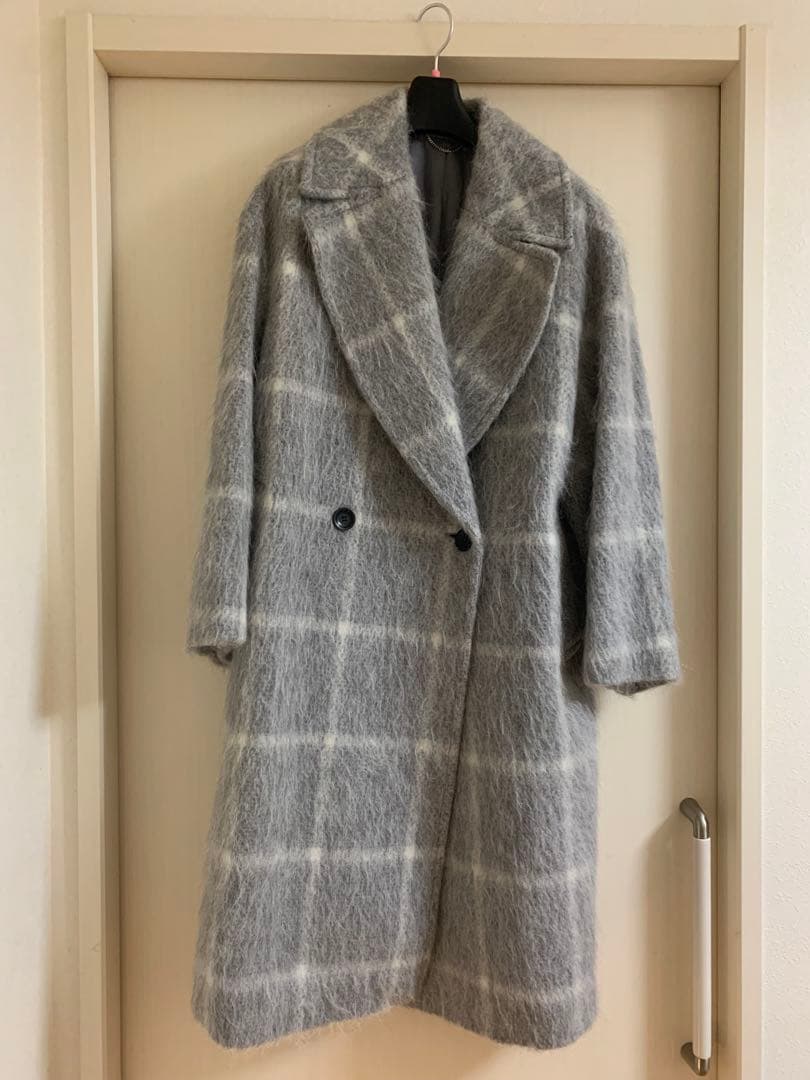 23区 MANTECO グレー系チェック チェスターコート 38