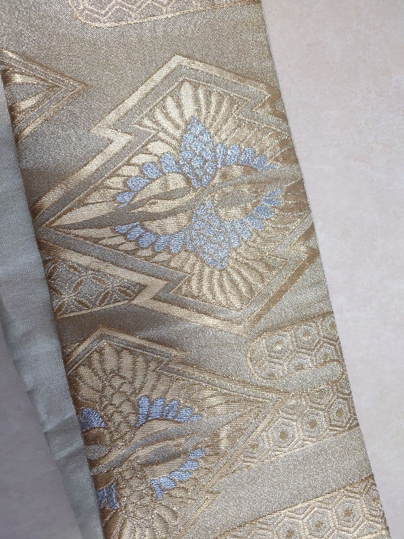 七五三　ハーフ成人式　ジュニア帯　大人用袋帯からの作り帯　1点物 鶴柄　金系