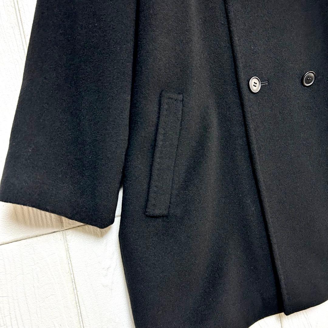 オーバーサイズ 美品 カシミヤ100%レリアン ダブルブレストコート ブラック