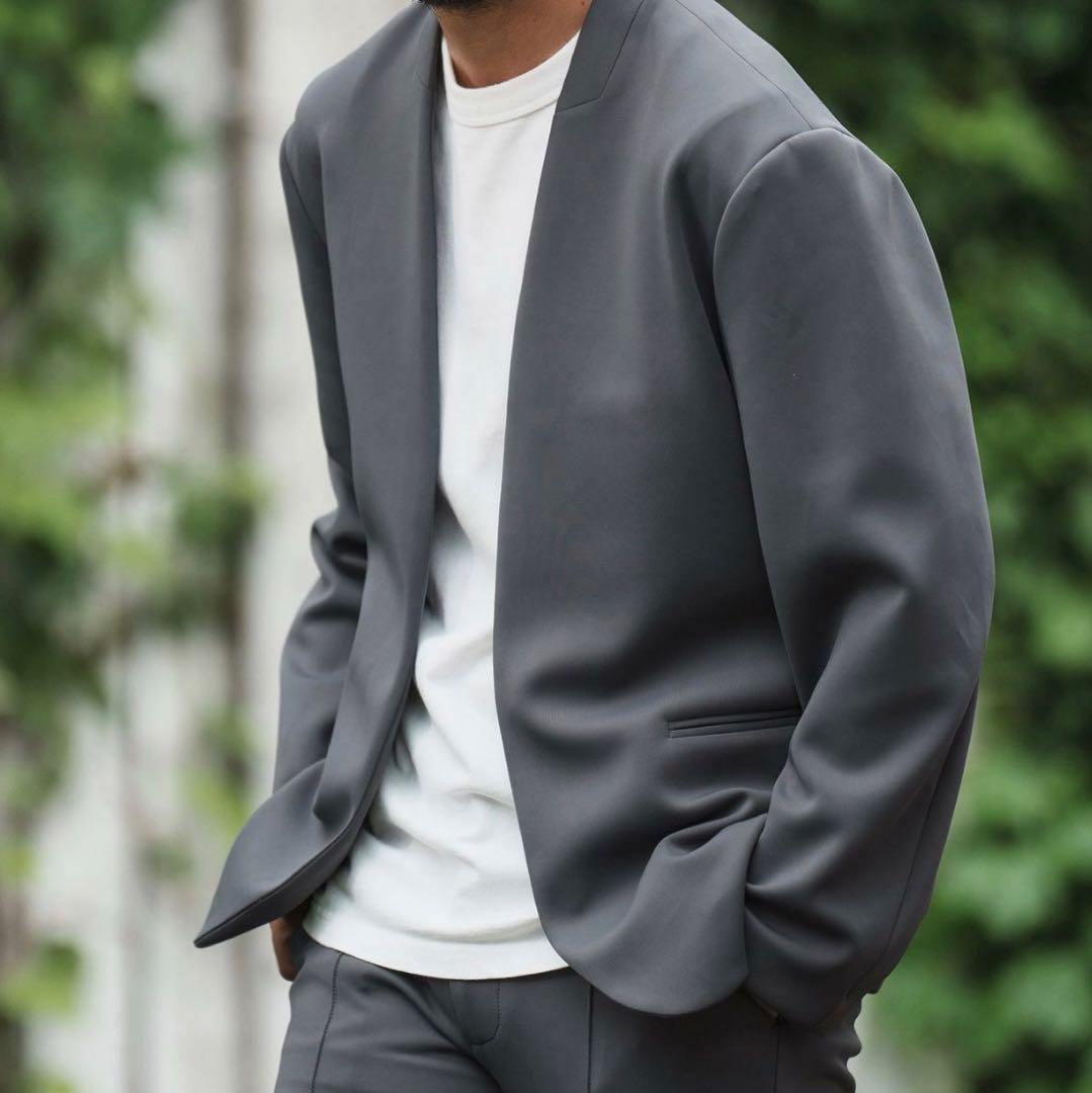 【CAMBIO(カンビオ)】ノーカラージャケット リラックスポンチ