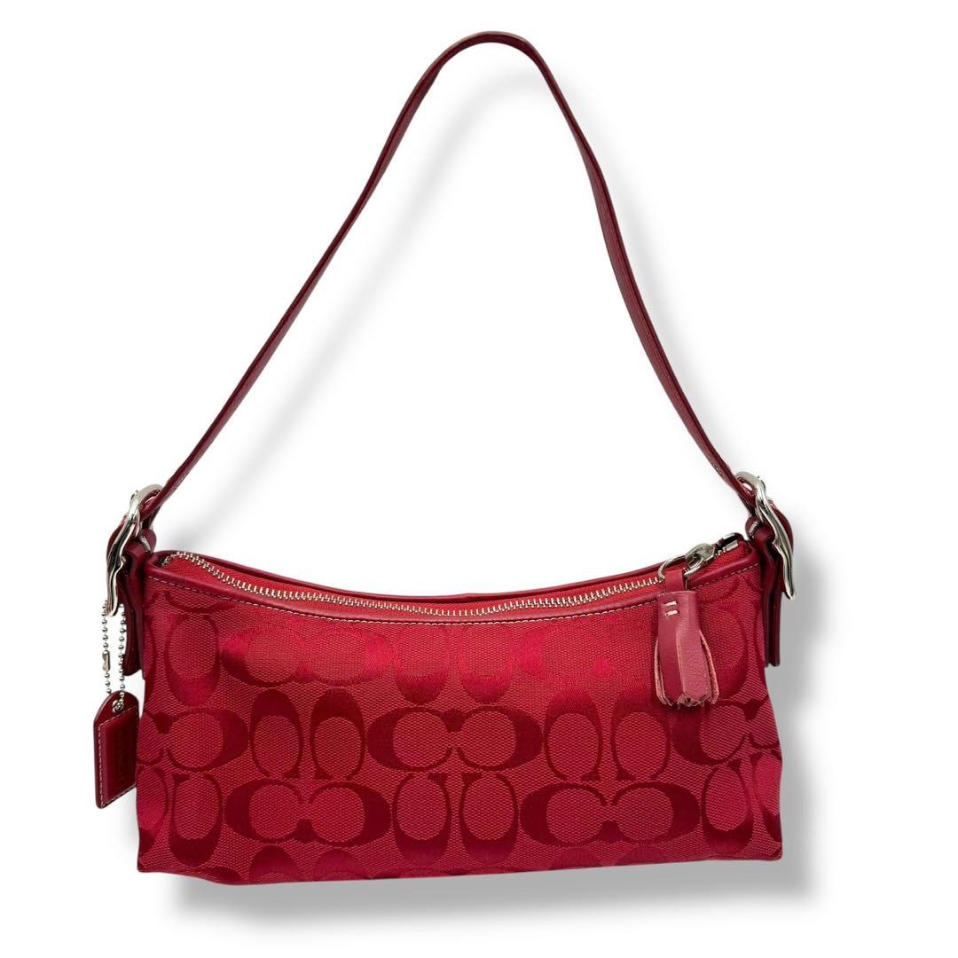 COACH アクセサリーポーチ ワンショルダー シグネチャー　レッド