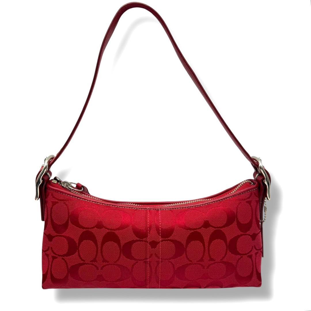 COACH アクセサリーポーチ ワンショルダー シグネチャー　レッド