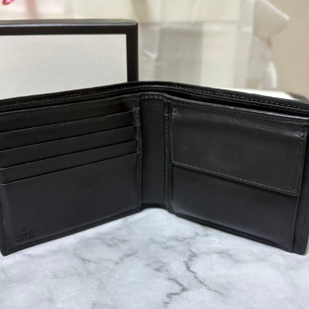 GUCCI グッチ GGシマ 二つ折りメンズ 財布 ブラック