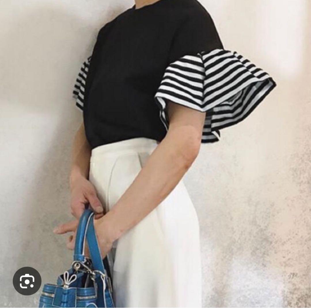 borders at balcony ギャザードスリーブTシャツ ブラック 38