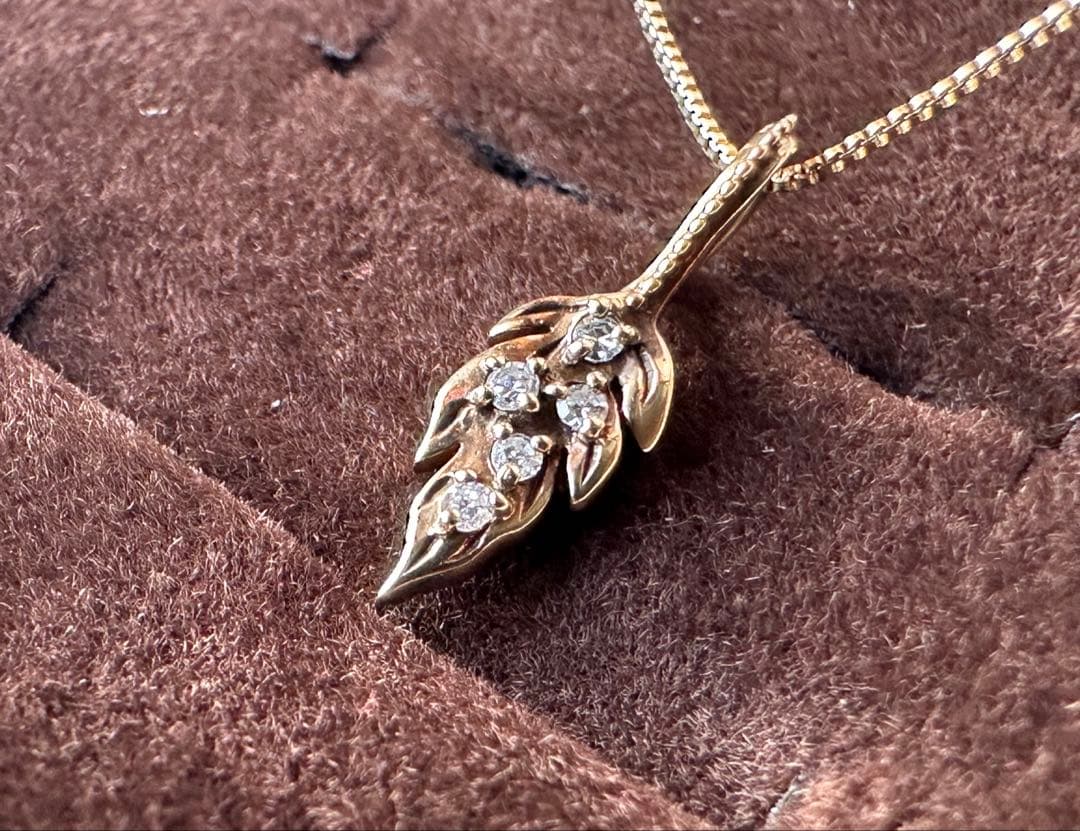 agete K10 ダイヤ リーフネックレス