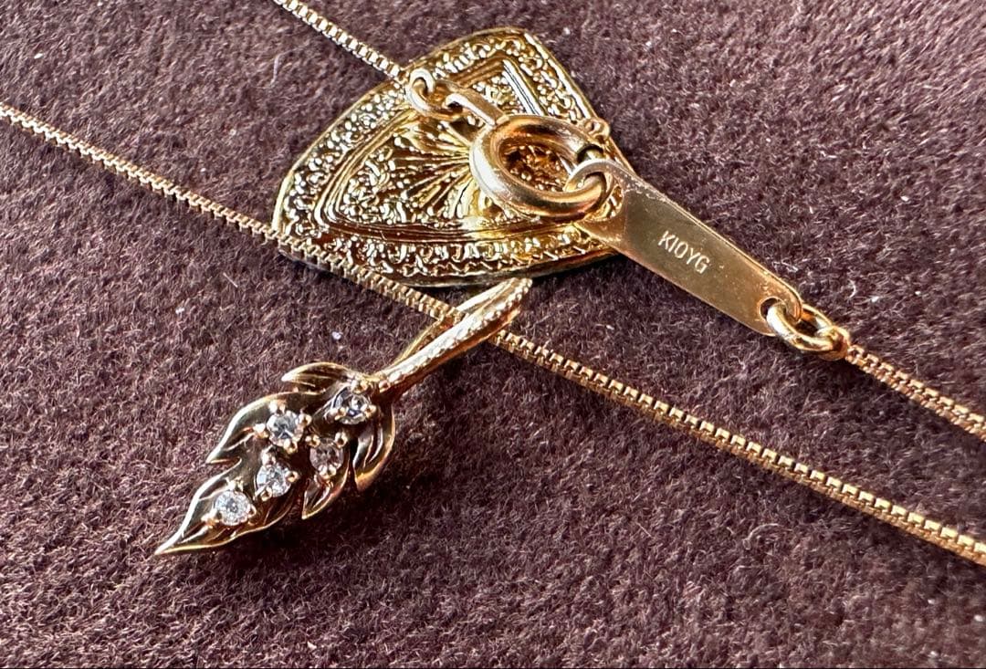 agete K10 ダイヤ リーフネックレス