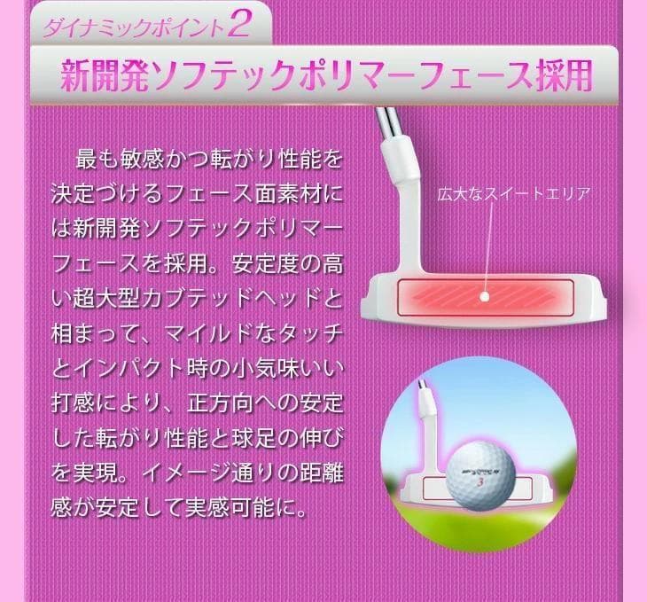 ●新品 左 レディース　極太グリップと大型ヘッドの安定感抜群のダイナミクスパター