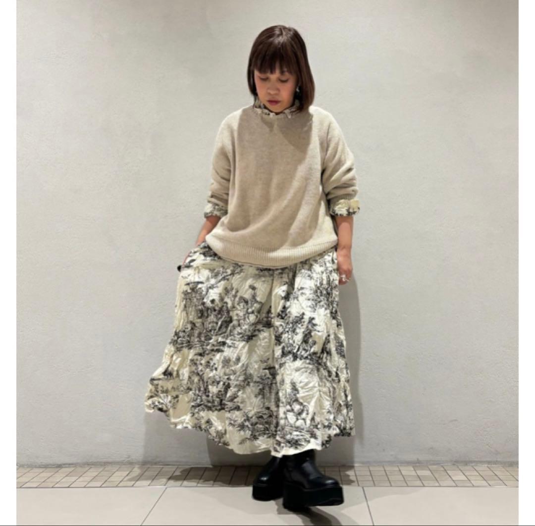 【ますみん】パドカレ プリントワンピース ナチュラル 36