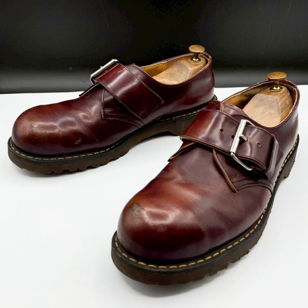 レア/UK9 ドクターマーチン イングランド製 スチールトゥ シングルモンク 茶