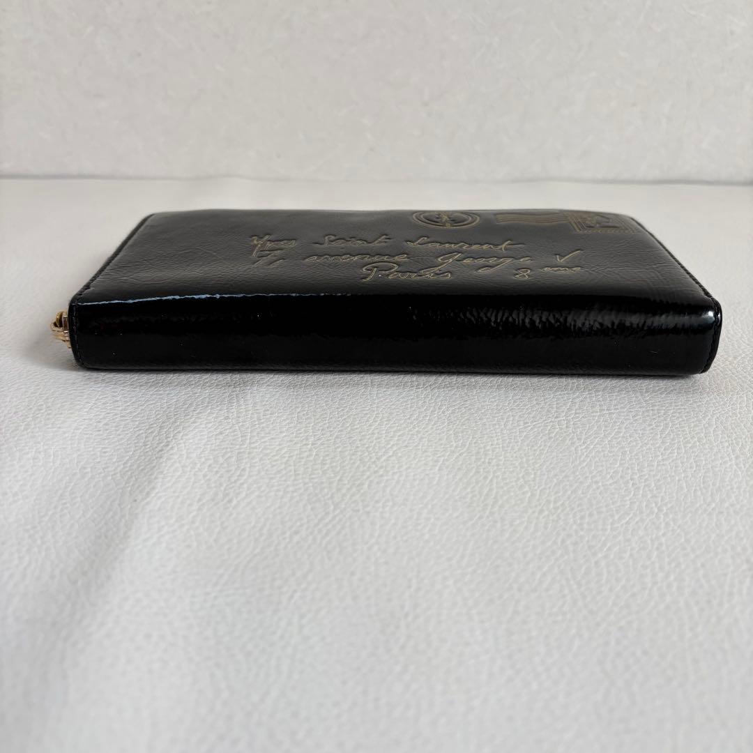 【希少】【良品】イヴサンローラン Yメール ラウンドファスナー 長財布 黒