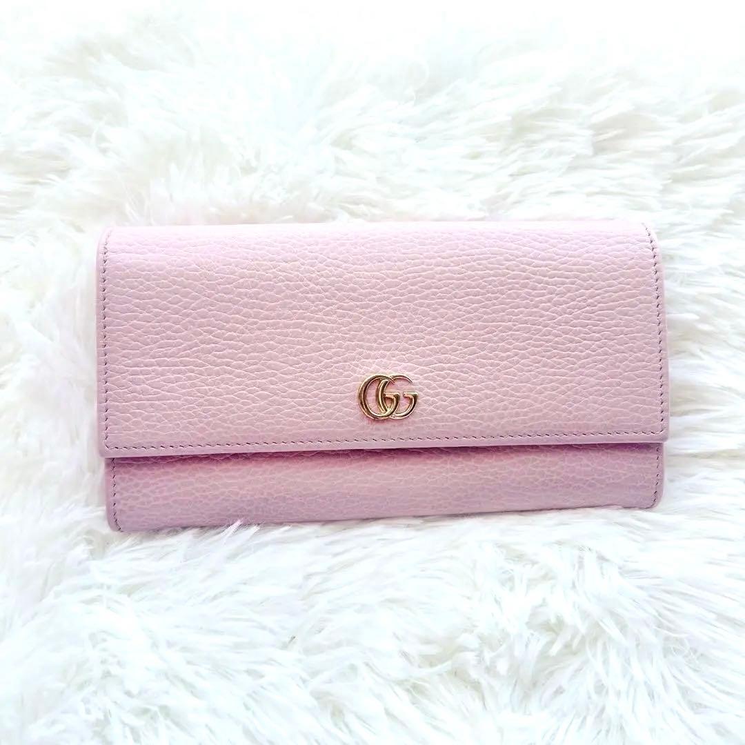極美品✨GUCCI グッチ GGマーモント 長財布 レザー ピンク ロゴ金具