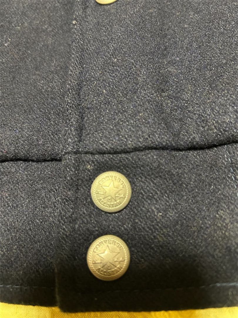 貴重CONVERSE ALL STAR 袖レザー牛革 スタジャン ネイビー M