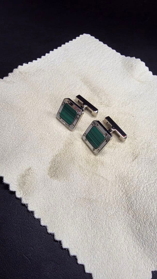 カルティエ マラカイト スクエアカフリンクス