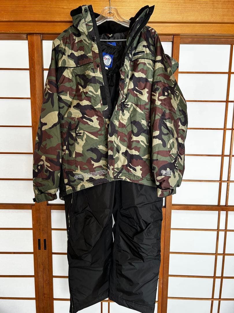 GETT 迷彩フィッシングジャケット・パンツセット LL