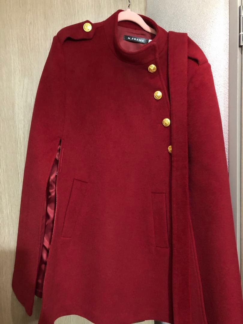 値下げしました！　N.frame エヌフレーム　ケープコート　レッド　M