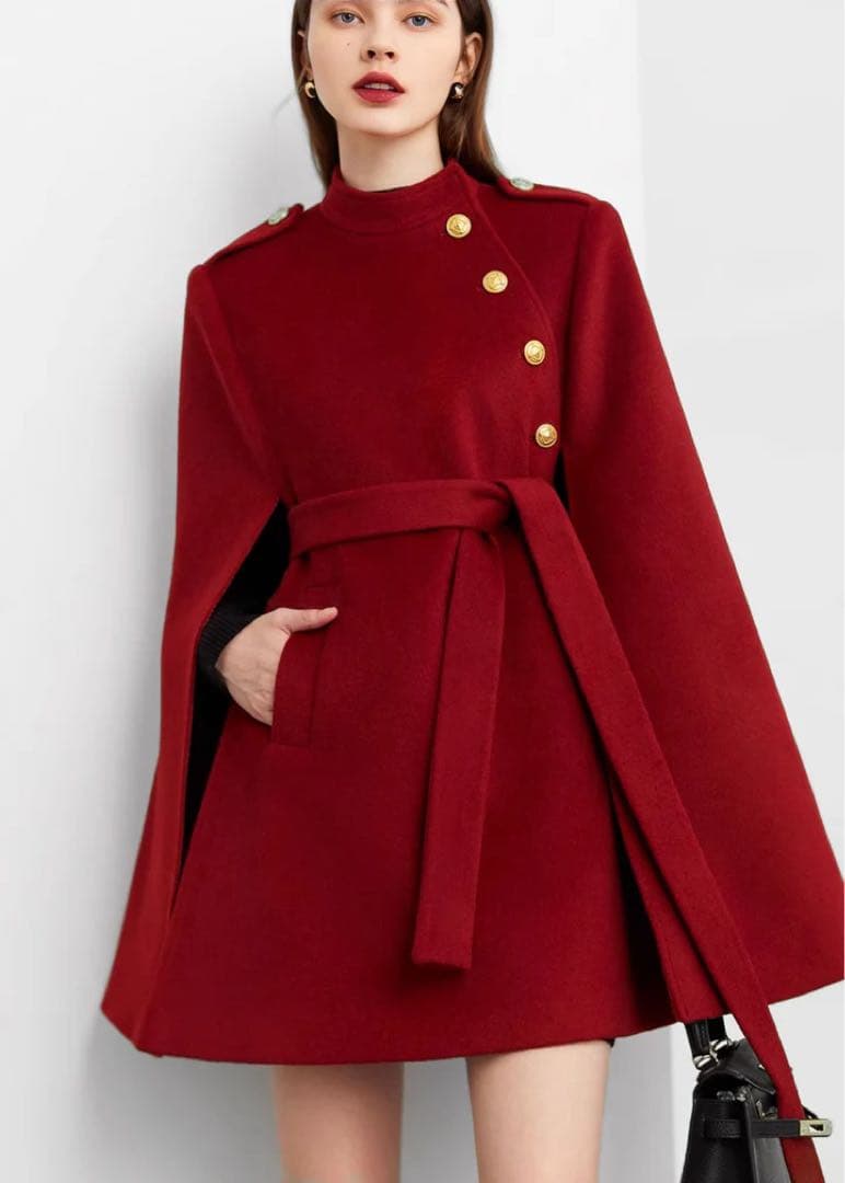 値下げしました！　N.frame エヌフレーム　ケープコート　レッド　M