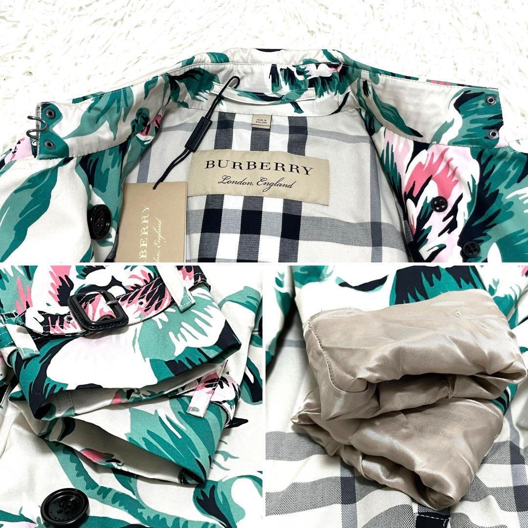 未使用保管品 バーバリー ボタニカル トレンチコート 花柄 ベルト XS